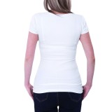 Summer Ladies Letter Print Black T-Shirt Short Sleeve Basic Shirt Ladies Tops