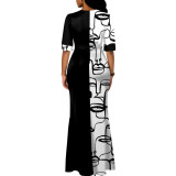 Sexy Fashion Digital Printing Short Sleeve Women's Dress