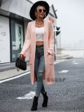 Autumn and winter women's solid color knitting pocket coat sweater