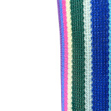 Women's clothing color strip knitting hollow jacquard zipper wide-leg pants