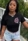 Plus Size Women Printed Round Neck Short Sleeve T-Shirt
