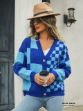 Women Plus Size Plaid Patchwork Sweater