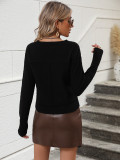 Women Long Sleeve V-Neck Solid Sweater