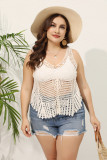 Plus Size Women's V-Neck Hollow Beach Blouse Top Summer Knitting Shirt For Women