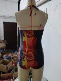 Fashion Women Printed Straps Jumpsuit