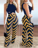 Spring Print Sleeveless Tank Wide Leg Pants Fashion Casual Two Piece Suit