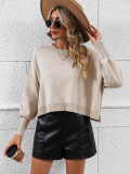 Autumn And Winter Fashion Round Neck Women's Knitting Shirt Solid Color Loose Pullover Sweater Women