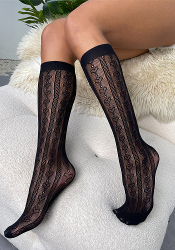 Summer Socks Cutout Sexy Black Socks Women's Thin Jacquard Fishnet Stockings
