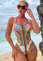 Sexy Multi-Color Rainbow Sexy Tight Fitting Bodysuit Lingerie