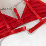 Erotic Lingerie Sexy Push Up See-Through Comfortable Three-Piece Bikini Set