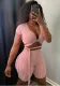 Women's Solid Color Lace-Up Tight Fitting Ribbed Sexy Two Piece Shorts Set