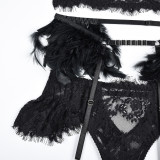 Feather Lace Sexy Suit Lingerie Set Female Underwear