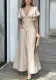 V Neck Dress Solid Color Ruffle Sleeve Maxi Dress Chic Career Slim Waist Dress