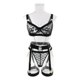 Sexy lingerie sexy mesh comfortable push-up See-Through chain all-match four-piece set for women