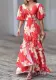 Summer Multi-Color Fashion Elegant V Neck Print Layered Dress