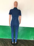 Sexy Fit Fashion Short Sleeve Denim Jumpsuit