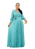 Chic Career Fashion Patchwork Maxi Pullover High Waist Relaxed Plus Size Dress (With Belt)