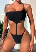 Bikini sexy de una pieza de color sólido para mujer