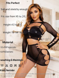 Women Hollow Pearl Three-Piece Transparent Temptation Hollow See-Through Sexy Sexy Lingerie Women Sexy Jacquard Bodycon