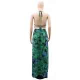 Women Summer Deep V Sleeveless Backless Holidays Strap Maxi Dress