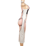 Summer Women Printed Sleeveless Bodycon Dress
