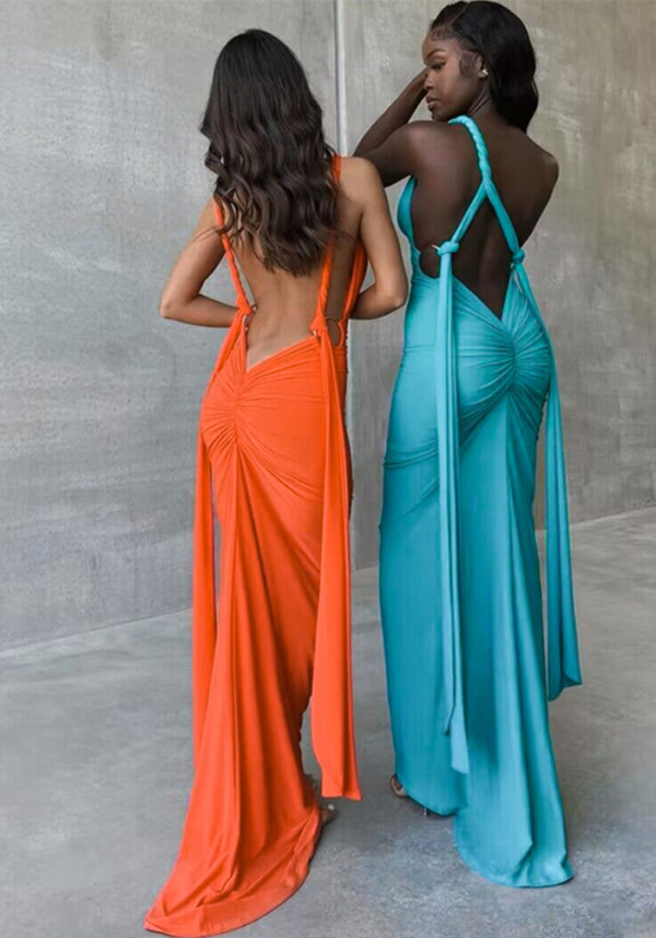 Women Summer Sexy Backless Cutout Sleeveless Dress