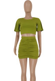 Women Sexy Crop Top and Bodycon Skirt Two-Piece Set
