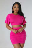 Women Sexy Crop Top and Bodycon Skirt Two-Piece Set