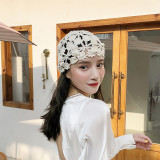 Women flower hollow lace headscarf Hat
