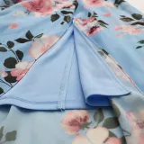 Women summer elegant chiffon sleeveless print slit dress