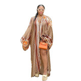 Women Printed Loose Casual Kimono Long Sleeve Robe