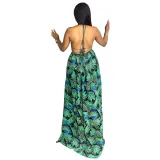 Women Summer Deep V Sleeveless Backless Holidays Strap Maxi Dress