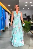 Women summer elegant chiffon sleeveless print slit dress