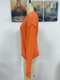 Women Solid knitting Cutout Round Neck Sweater
