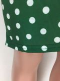 Women polka dot slit pleated sexy suspender Top and slit Skirt two-piece set