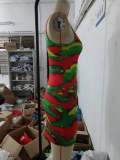 Women's Sexy Print Cutout One Shoulder Bodycon Dress