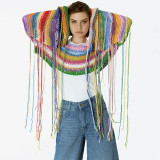 Fall Winter Women's Rainbow Tassel Holidays Loose Sweater