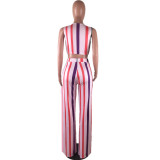 Women's Fashion Casual Stripe Two Piece Pants Set