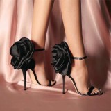 Summer Women's Sandals With Stiletto Heels And Big Flowers