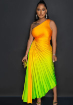 Modisches, bedrucktes One-Shoulder-Maxikleid mit Farbverlauf für Damen