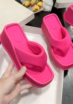 Summer Platform Square Toe Slippers Fashion Plus Size Women's Sandals Platform Flip Flops