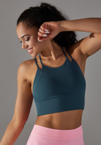 Seamless Knitting Ribbed Double Layer Yoga Vest Sports Running Fitness Tank Yoga Tops Women