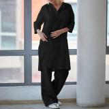 Women's 2-Piece Linen Trouser 3/4 Sleeve Shirt Top Casual Set