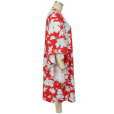 Women's Slit Multicolor Skirt Kimono Sleeves Plus Size Dress Loose Nightclub Dress