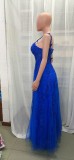 Sling evening dress sexy Chic red carpet catwalk Formal Party annual meeting performance dress