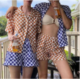 Women's Printed Shirt Shorts Home Beach Holidays Sports Casual Two-Piece Set