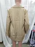 Spring Fall Women's Long Sleeve Plain Pocket Cardigan Blazer Jacket