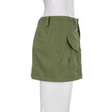 Women American Solid Pocket Skirt