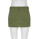 Women American Solid Pocket Skirt