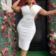 Plus Size Women Summer V Neck Dress with Belt